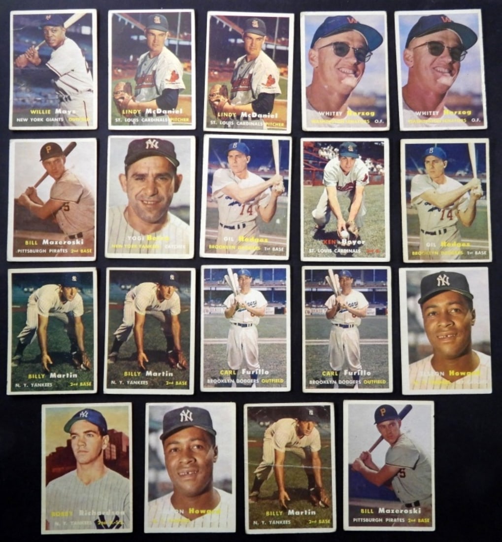 (19) 1957 TOPPS STAR CARDS w/MAYS: #10 MAYS fair, REST VG with SOME GOOD & SOME VGEX