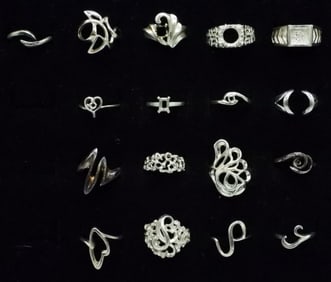 (17) STERLING RING SETTINGS