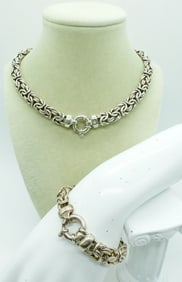 MATCHING STERLING CHUNKY NECKLACE SET