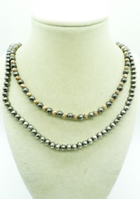 2 STERLING BEADED NECKLACES - VTG