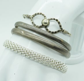 4 STERLING VINTAGE BRACELETS