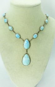 LARIMAR STONES IN STERLING, NECKLACE VTG