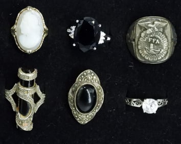 6 STERLING GEMSTONE FASHION RINGS