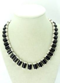 VTG MEXICO STERLING ONYX NECKLACE