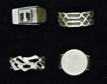 4 STERLING MEN'S BANDS - RINGS