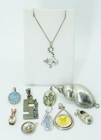 (10) VTG & MODERN STERLING PENDANTS
