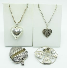 VINTAGE STERLING HEART PENDANTS