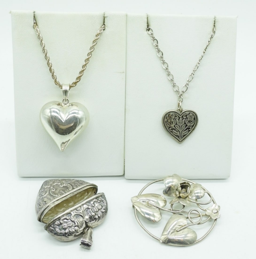 VINTAGE STERLING HEART PENDANTS (1 of 1)