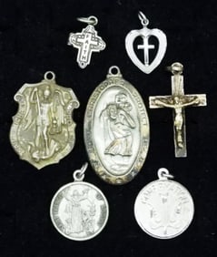 (7) STERLING CHRISTIAN PENDANTS