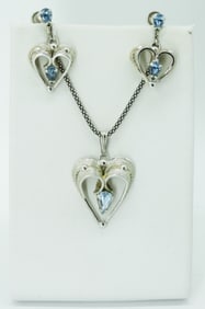L'AMOUR HEART AQUAMARINE SET
