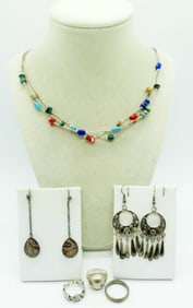 VTG STERLING BEADED NECKLACE & MORE