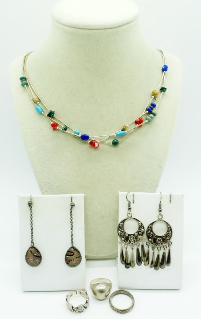 VTG STERLING BEADED NECKLACE & MORE (1 of 1)