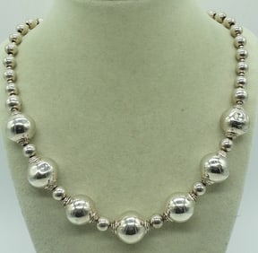 LARGE STERLING BEADED NECKLACE