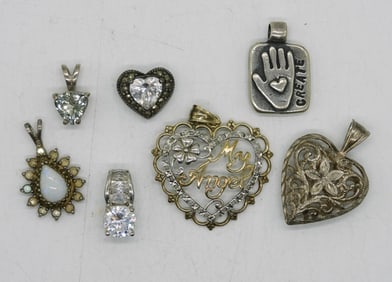 (7) STERLING PENDANTS