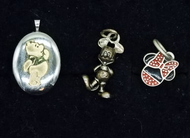 (3) STERLING DISNEY CHARMS