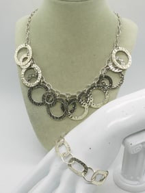 HAMMERED STERLING NECKLACE & BRACELET