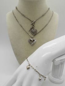 STERLING HEART NECKLACES &  BRACELET