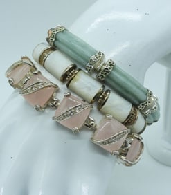 (3) LARGE GEMSTONE BRACELETS