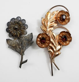 (2) ANTIQUE STERLING BROOCHES