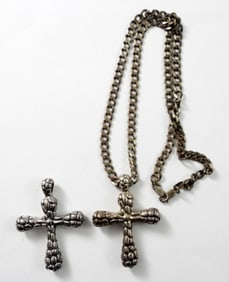 925 ITALY FIGARO CHAIN with (2) CROSSES