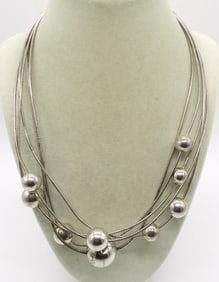 MULTI STRAND VTG STERLING NECKLACE