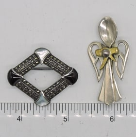 2 GEMSTONE PINS-STERLING