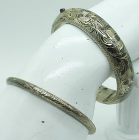 (2) VTG STERLING BANGLE BRACELETS, HINGED