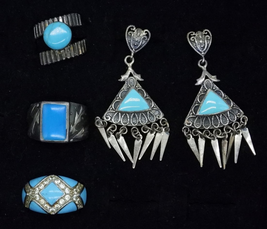 BLUE GEMSTONE STERLING RINGS & EARRINGS (1 of 1)