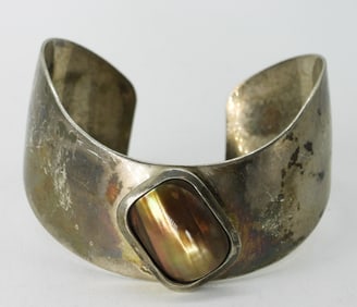 STERLING CUFF BRACELET WITH GEMSTONE