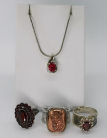 BEAUTIFUL RED GEMSTONES 925 RINGS & MORE