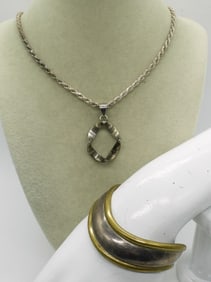 STERLING & GOLD TONE BRACELET NECKLACE