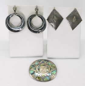 MEXICO 925 EARRINGS & BROOCH