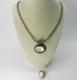 VTG MOTHER OF PEARL SET STERLING
