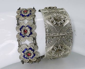 (2) STERLING FILIGREE BRACELETS