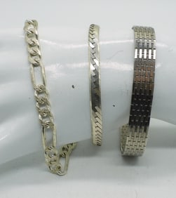 3 STERLING BRACELETS