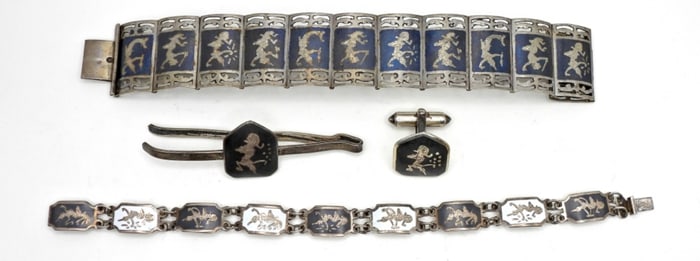 4CT VINTAGE STERLING SILVER SIAM JEWELRY