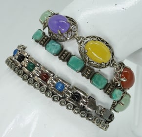 (4) STERLING GEMSTONE BRACELETS