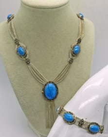 GORGEOUS STERLING NECKLACE BRACELET SET