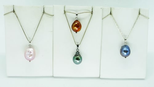 (4) PEARL 925 NECKLACES