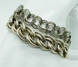 (2) STERLING CHAIN BRACELETS