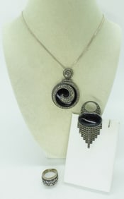 MARCASITE 925 BLACK GEMSTONE SET