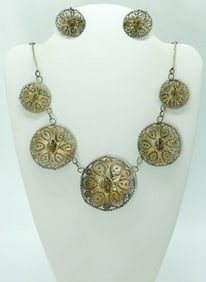 VTG 925 FILIGREE SOMBRERO NECKLACE & EARRINGS