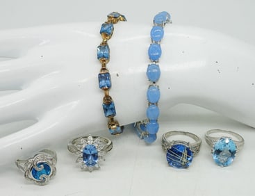 BLUE TOPAZ STERLING LOT