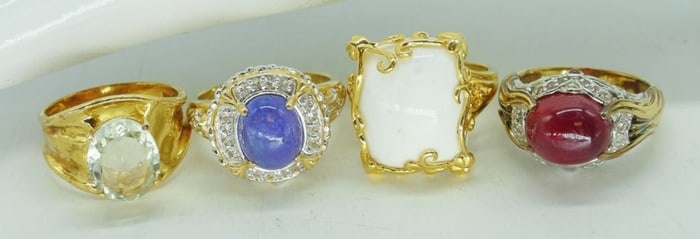 (4) GOLD TONE FASHION 925 RINGS