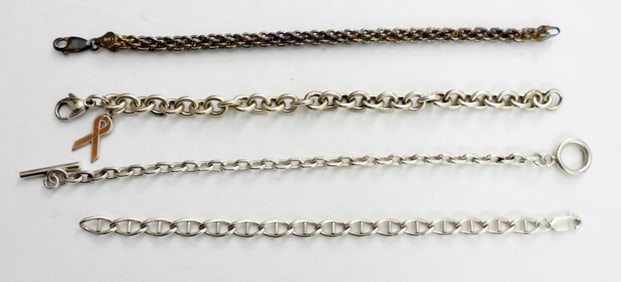 (4) STERLING ROLO STYLE BRACELETS