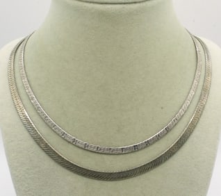 (2) HERRINGBONE STERLING CHAINS
