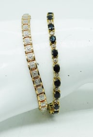(2) GOLD TONE 925 TENNIS BRACELETS