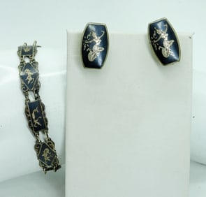 SIAM STERLING BRACELET & EARRINGS VTG