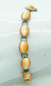ORANGE CATS EYE STERLING BRACELET