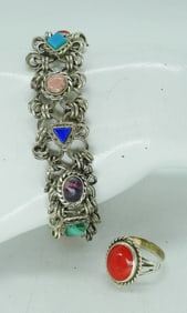 VTG STERLING GEMSTONE SET